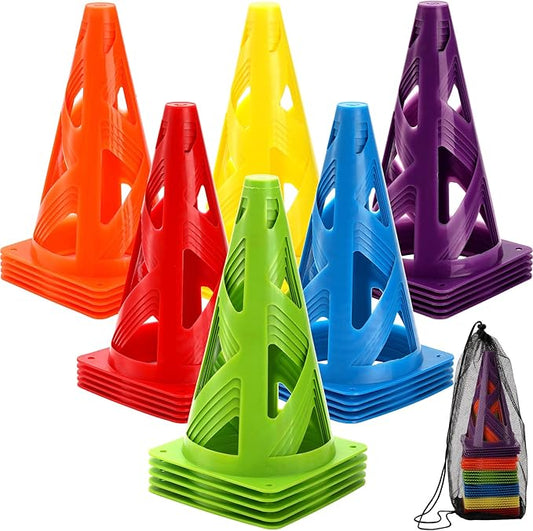 ZEAYEA 30 Pack Agility Training Sport Cone, 9 Inches Marker Cones with Carry Bag, Basketball Training Cones for Soccer Football Basketball Speed Grab Drills and Training