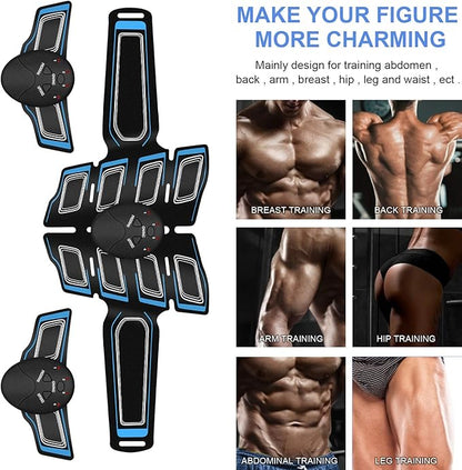 Muscle Toner ABS Stimulator Training Workout Belt Body Abdominal Toning Gear Waist Trimmer Ab Workouts Intelligent Fitness Apparatus for Men Women Abdomen/Arm/Leg Home Office Exercise Blue