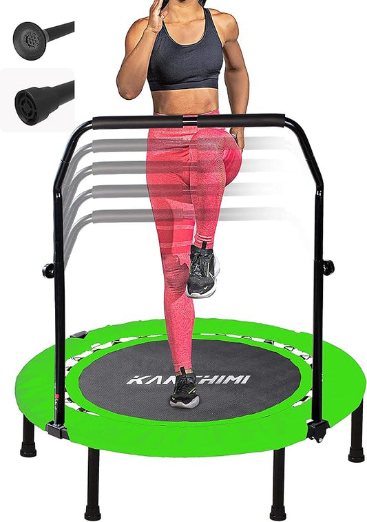 Kanchimi 40" 48" Folding Mini Fitness Indoor Exercise Workout Rebounder Trampoline with Handle, Max Load 330lbs