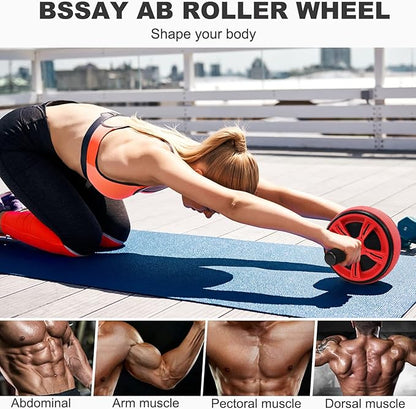 Ab Roller Wheel, Abs Workout Equipment for Abdominal & Core Strength Training, Exercise Wheels for Home Gym Fitness, Wider Ab Machine with Knee Pad Accessories