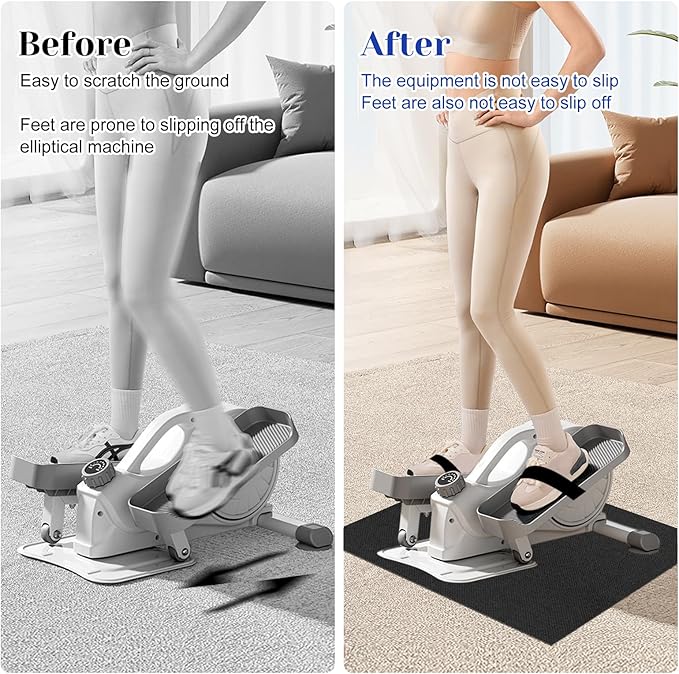 Rainmae Ellipse Leg Exerciser Machine Non-Slip Mat with Pedal Straps, Apply to Under Desk Elliptical Peddler While Sitting, for Leg Training Seated Foot Pedal Exerciser Equipment Protect Floor