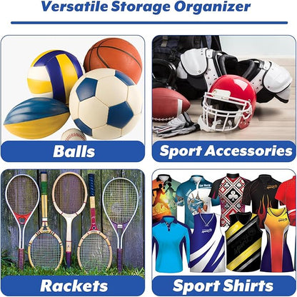 Cosmos Over Door Hanging Ball Storage Organizer Home Sports Equipment Storage Net Bag Garage Sports Accessories Hanging Bag for Holding Basketball Football Soccer Volleyball, with 2 Pcs Metal Hooks