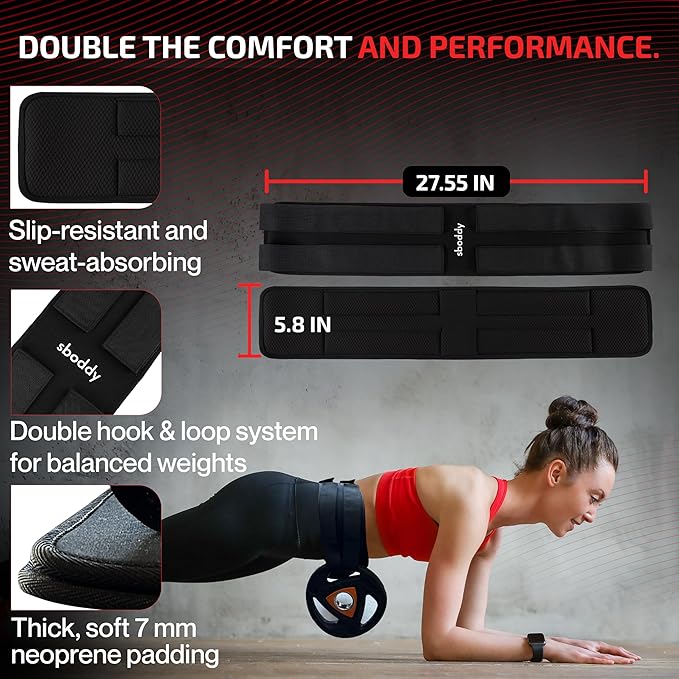 Hip Thrust Belt For Dumbbells Heavy, Kettlebells, Plates, Hip Thrust Band for Women/Men, Double Hook & Loop Booty Builder, Glute Workout Equipment for All Shapes, Use at Home/Gym