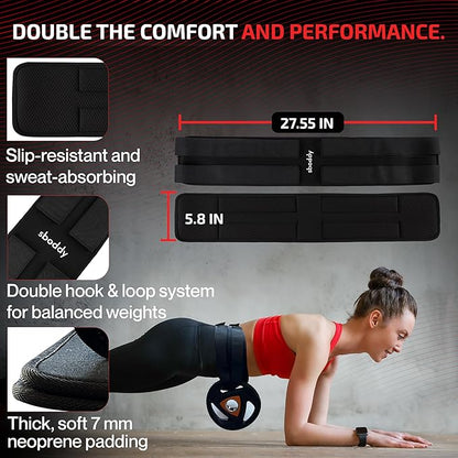 Hip Thrust Belt For Dumbbells Heavy, Kettlebells, Plates, Hip Thrust Band for Women/Men, Double Hook & Loop Booty Builder, Glute Workout Equipment for All Shapes, Use at Home/Gym