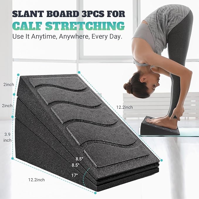 Slant Board for Calf Stretching, 5 Adjustable Angles Incline Board for Squat Wedge, 480 lbs Weight Capacity Calf Stretch Yoga Foam Wedge for Exercise, Squat, Ankle Mobility & Physical Therapy