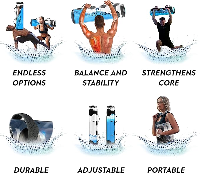 Tube - The Original Aqua Bag - Water Bag 30lbs to 70 lbs - Adjustable Sand Bag Alternative - Stability, Core and Balance Training - Portable Fitness Equipment - Including App