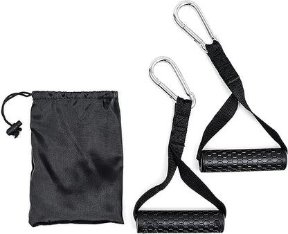 Trademark Innovations Cable Machine Attachment Resistance Band Handle Grips for Fitness Straps Set of 2 with Carrybag