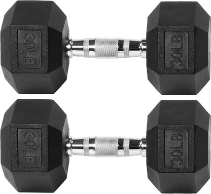 Signature Fitness Premium Rubber Encased Hex Dumbbell, Pairs