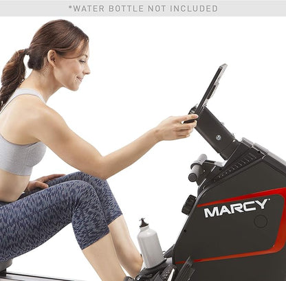 Marcy Compact 8-Level Adjustable Magnetic Resistance Rowing Machine with Transport Wheels