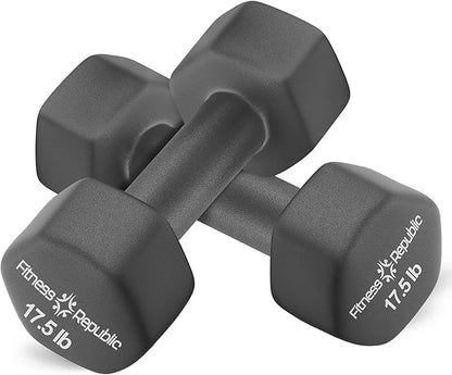 Neoprene Dumbbell Set of 2, Non-Slip, Hex Shape, Free Weights Set for Muscle Toning, Strength Building, Weight Loss - Portable Weights for Home Gym Hand Weight