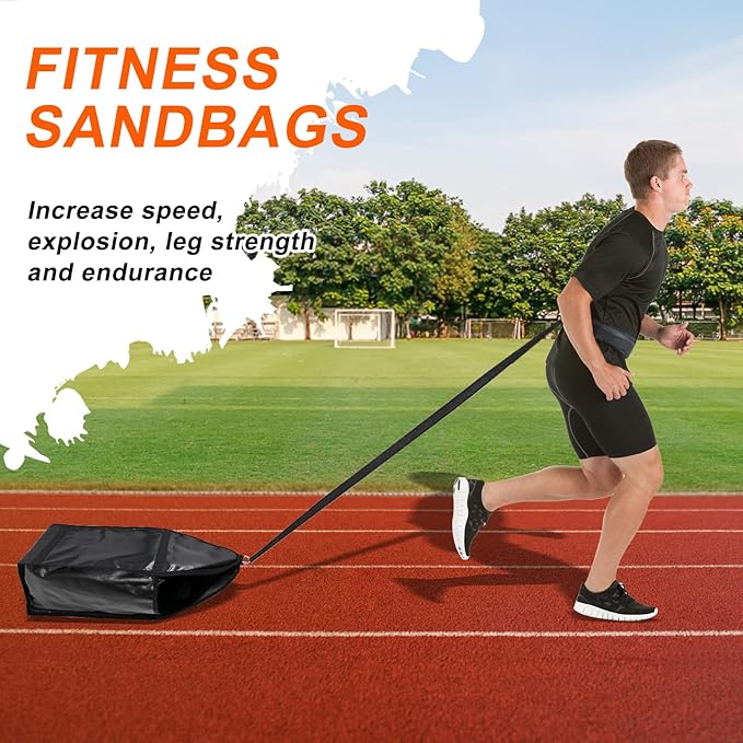 Begonia.K Adjustable Weight Sled Running Speed Training with Adjustable Strap, Sprinter Speed Training with 4 Weight Sandbags