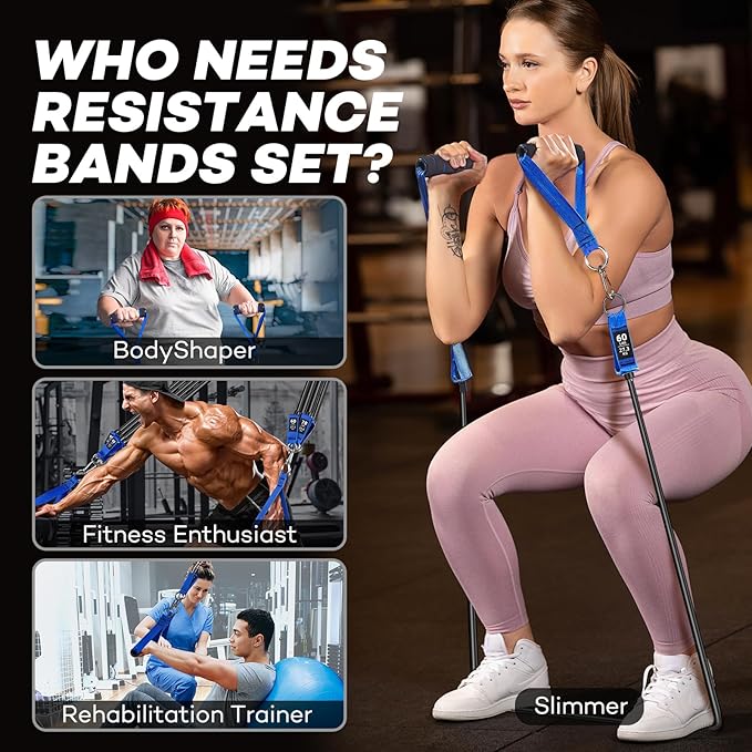 Heavy Resistance Bands for Working Out, NITEEN Resistance Bands with Handles Weight Exercise Bands for Men Women, Workout Bands with Door Anchor and Ankle Straps Strength Training Equipment