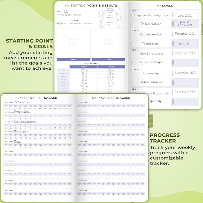 Clever Fox Fitness & Food Journal – Nutrition & Workout Planner for Women & Men – Diet & Gym Exercise Log Book with Calendars, Diet & Training Trackers - Undated, A5 Size, Hardcover (Apple Green)