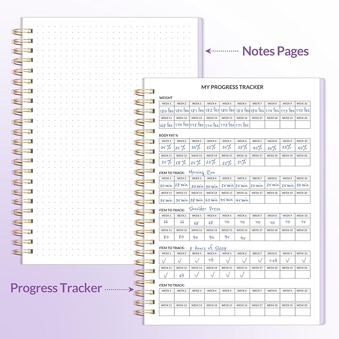 Fitness Journal Workout Planner for Men & Women, A5(6.4" x 8.3") Workout Journal Log Book Planner for Track Gym Essentials, Home Workouts, Track Progress, Achieve Goals, Pink