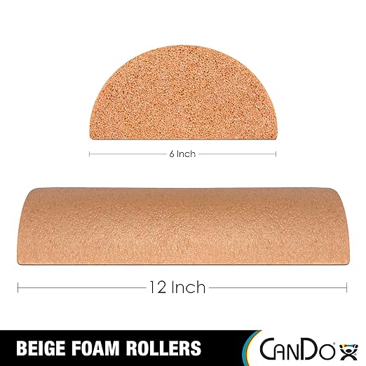 CanDo Beige PE Foam Rollers for Muscle Restoration, Massage Therapy, Sport Recovery and Physical Therapy 6" x 12" Half-Round