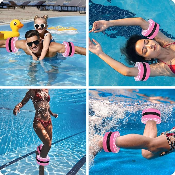 Swim Aquatic Cuffs,High-Density EVA Water Aerobics Float Ring Fitness Pool Exercise Weights Set, Water Ankles Arms Belts with Detachable Adjustable Webbing for Swim Fitness Training