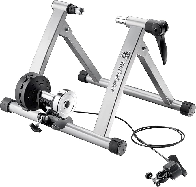 Indoor Bike Trainer – Convert Mountain, Road, or Beach Bicycle into a Stationary Exercise Bike for Indoor Riding All Year Round by Bike Lane (Silver)