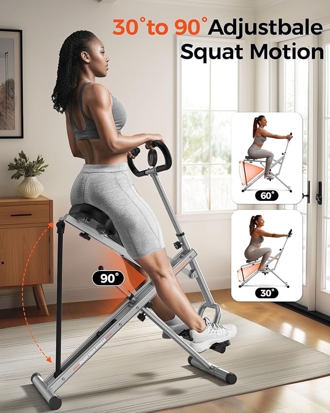 Sportsroyals Pink Squat Machine for Home,Rodeo Core Exercise Machine,330lbs Foldable,Adjustable 4 Resistance Bands,Ride & Rowing Machine for Botty Glutes Butt Thighs,Ab Back/Leg Press Hip Thrust…