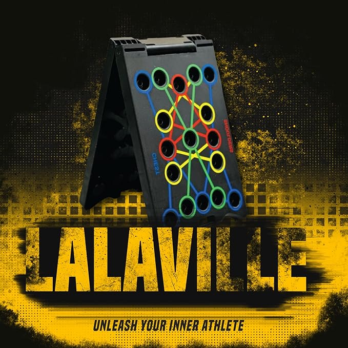 LALAVILLE Push Up Board Fitness 2024, Portable Foldable 34 in 1 Push Up Bar at Home Gym, 2x Pushup Handles, 2x Resistance Bands, 1x Jump Rope, 1x Wrist Strengthener, 1x Bag, 5x Yoga Resistance Bands, Professional Equipment for Men and Women