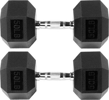 Signature Fitness Premium Rubber Encased Hex Dumbbell, Pairs