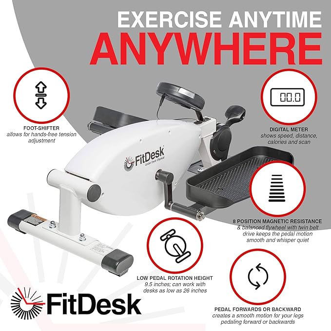 FitDesk Under Desk Bike Pedal Machine with Magnetic