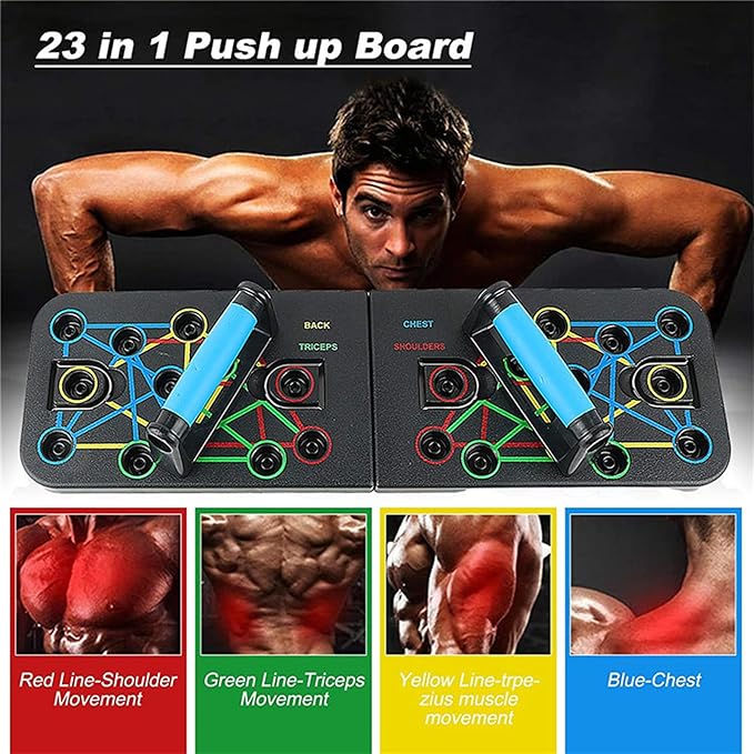 23-in-1 Multifunction Detachable Push Up Board with Resistance Bands, Portable Pushup Board for Men, Muscle Max Pushup Board with Handles