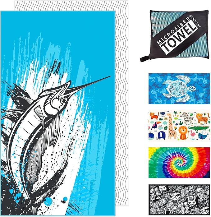 Beach Towel - Microfiber Beach Towels(71" x 40" - 1Pcs) - Quick Dry Sand Proof Absorbent Compact Beach Blanket - Lightweight Towel for Beach Swimming Surfing Sports Yoga Gym(Fish)