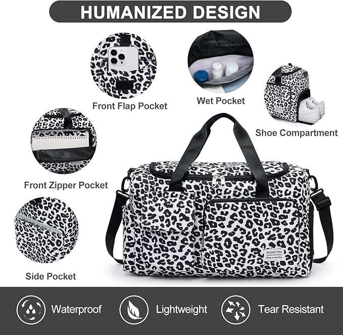 Small Gym Bag for Women, Travel Duffle Bag Carry On Weekender Bag with Shoe Compartment