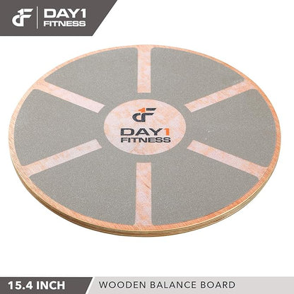 Day 1 Fitness Balance Board, 15.4” 360° Rotation, for Balance, Coordination, Posture - Large, Wooden Wobble Boards with 18° Tilting Angle for Workouts - Premium Core Trainer Equipment