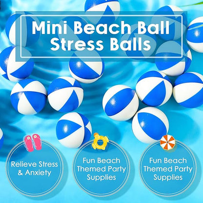 Hungdao 50 Pcs Beach Stress Balls 2.5 Inch Mini Beach Ball Stress Ball Relief Stress Ball Swimming Pool Game Toy Foam Sports Ball with Storage Bag for School Carnival Reward Birthday Party