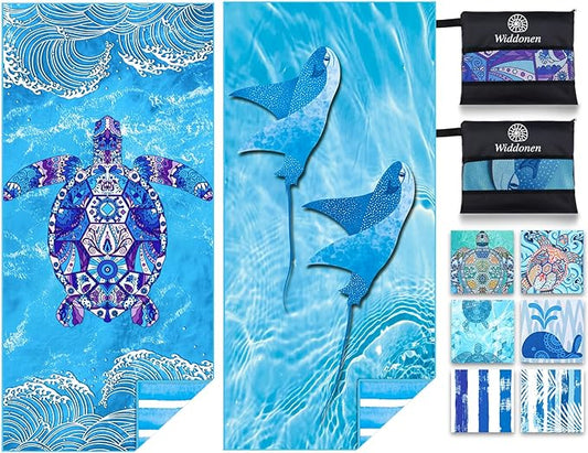 Microfiber Lightweight Beach Towel Sand Free Quick Dry Absorbent Thin Compact Towels for Swimming Pool Camping Beach Accessories Large Easy Pack Travel Things for Vacation Essentials Gift