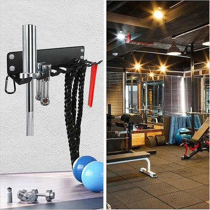 Home Gym Storage, Heavy-Duty Barbell Holder, Barbell Storage for Olympic Barbell, Gym Accessories Kettlebells Weight Bar Workout Rack Equipment Fitness Foam Roller Jump Rope Resistance Band