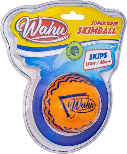 Wahu Super Grip 100% Waterproof Skimball Pool Toy, Water Skipping Ball for Pool and Beach, Skips Over 150' on Water, Orange