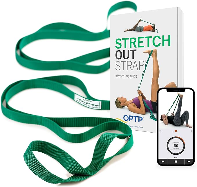 OPTP The Original Stretch Out Strap with Exercise Book, USA Made Top Choice Stretch Out Straps for Physical Therapy, Yoga Stretching Strap or Knee Therapy Strap