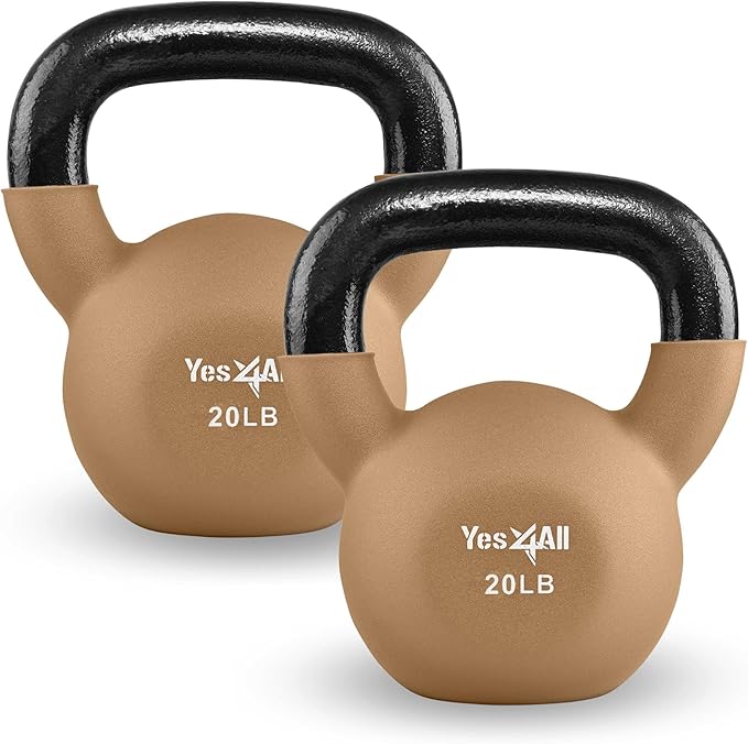 Yes4All Neoprene Coated/Adjustable Kettlebell & Kettlebell Sets - Hand Weights for Home Gym & Dumbbell Weight Set training