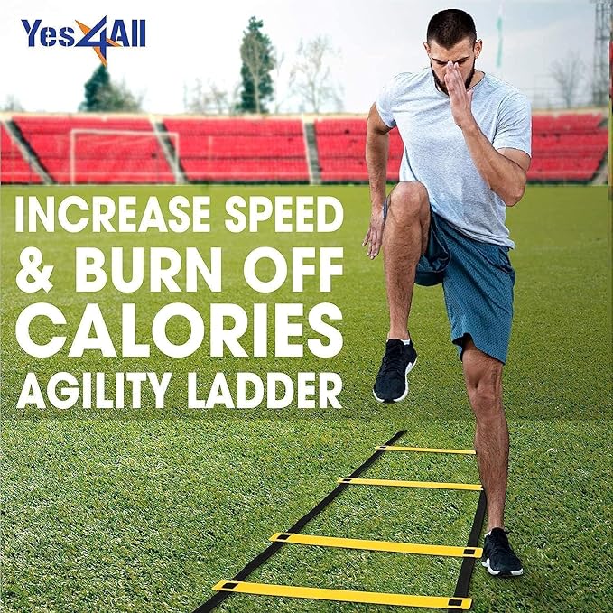 Yes4All 8, 12, 20 Rungs Agility Ladder - Speed Training Equipment for All Ages & Levels with Carrying Bag - Speed Ladder