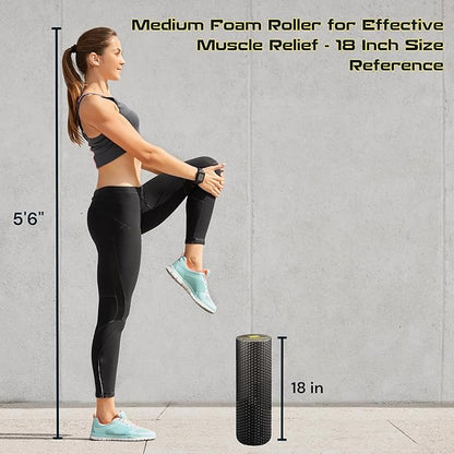 High-Density Foam Muscle Roller – Textured Foam Rollers for Muscle Massage, Foam Roller for Physical Therapy, Pilates, Yoga, Exercise Equipment – 18-inch (Medium, 45 x 15 cm)