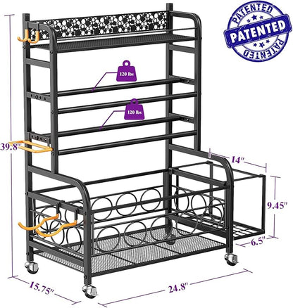 Weight Rack for Dumbbells, Dumbbell Rack Weight Stand, VOPEAK Home Gym Storage Rack for Yoga Mat Kettlebells and Strength Training Equipment, Weight Storage Holder Rack for Dumbbells with Wheels