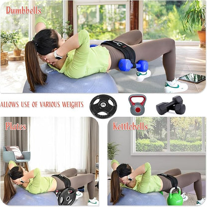 Hip Thrust Belt, Easy to Use with Dumbbells, Heavy, Kettlebells, Booty Belt for Hip Thrust, Slip-Resistant Padding for the Gym and Home Workouts