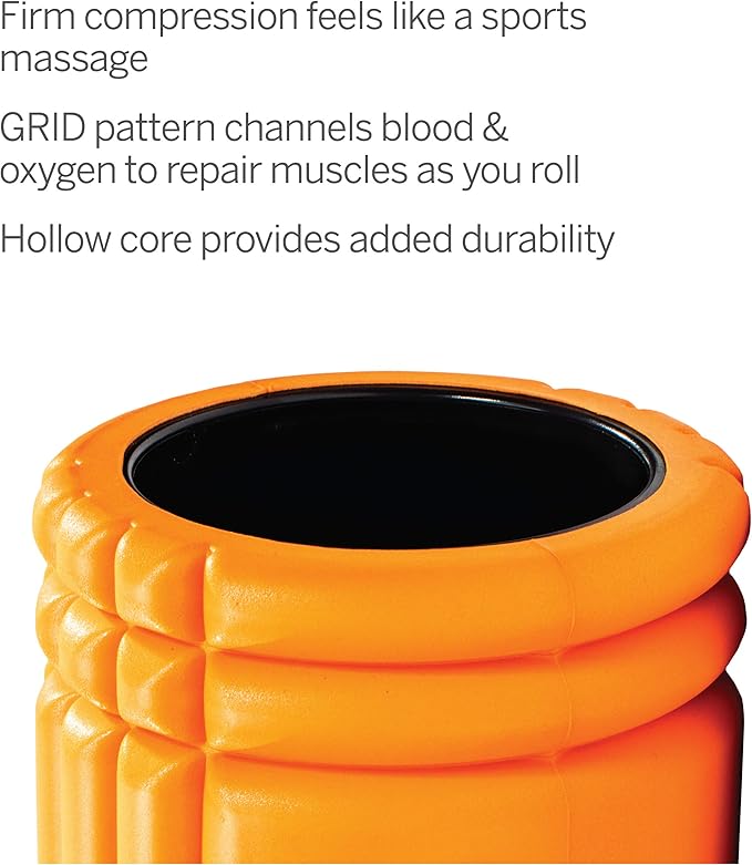 TRIGGERPOINT Performance Therapy Grid Foam Roller with Free Online Instructional Videos, Original (13-inch), Orange