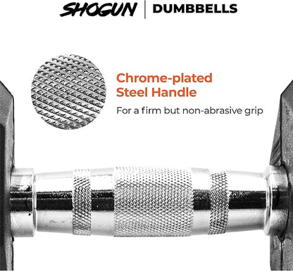 Shogun Hex Dumbbells. Available Hex Dumbbells from 5-55 LBS For Home Workouts, Weight & Strength Training. 5 to 20 LB Hex Dumbbells Sold in Pairs. 25 to 55 LB Hex Dumbbells Sold as Single.