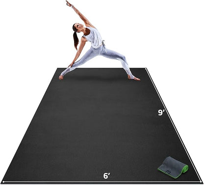 Gorilla Mats Premium Extra Large Yoga Mat – 9' x 6' x 8mm Extra Thick & Ultra Comfortable, Non-Toxic, Non-Slip Barefoot Exercise Mat – Works Great on Any Floor for Stretching, Cardio or Home Workouts