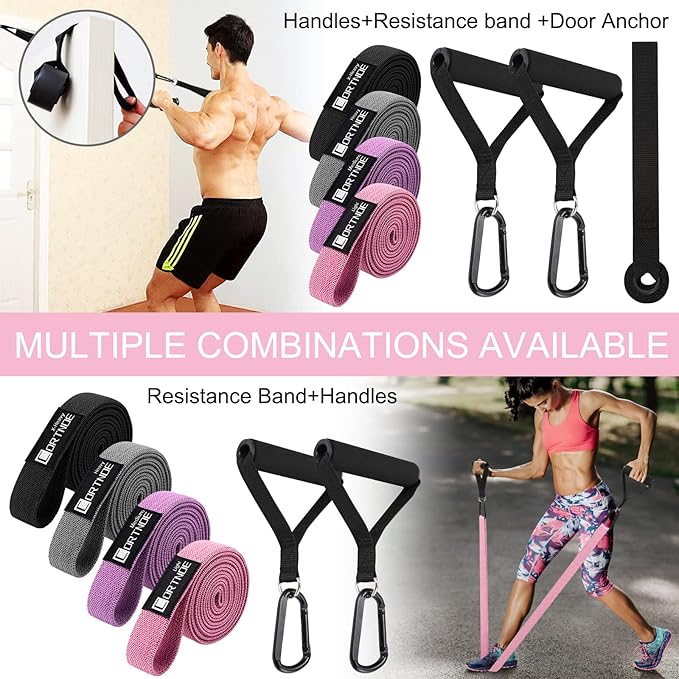 Resistance Bands with Handles,Pull Up Bands Fabric Long Resistance Bands Set of 10 Long Workout Bands with Door Anchor, Handles, Exercise Bands for Working Out, Weight Training