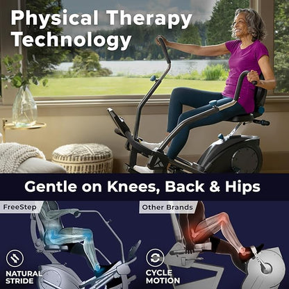 FreeStep LT3 Recumbent Cross Trainer Stepper-Zero-Impact Exercise w/Patented Physical Therapy Stride Technology, Whisper-Quiet, Free App w/Trainer-Led Workouts