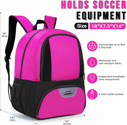 Soccer Bag&Soccer Backpack&Backpack for Football Volleyball Basketball,Sport Equipment Bags with Shoe compartment. (Pink)