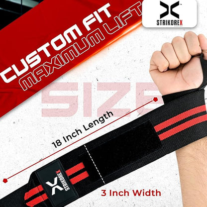 Wrist Straps for Weightlifting with Support for Men & Women 18", Gym Lifting Flexible Fit & Stiff Wrist Straps Workout Equipment,Powerlifting Strength Training & Push Ups