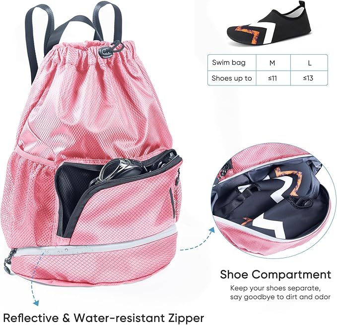 Swim Bag Beach Backpack Sports Drawstring Backpack - Gym Bag - Kids Swim Backpack Mens Beach Bag, Workout Bag