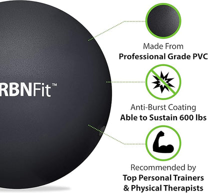 URBNFit Small Exercise Ball - 9-inch Mini Pilates Ball with Fitness Guide for Yoga, Barre, Physical Therapy, Stretching & Core Stability Workout