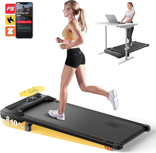 Walking Treadmill with 10% Incline, Under Desk Treadmill for Home Office, Manual Incline Portable Treadmill with Remote Control/APP and Standing Anti-Slip, 265lb Capacity, 2.5HP Low-Noise