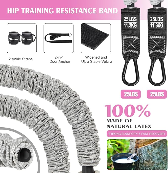 Ankle Resistance Bands with Cuffs, Resistance Bands for Working Out, Resistance Bands for Leg, Booty Workout Equipment for Kickbacks Hip Fitness Training, Kickback Strap for Glute Women